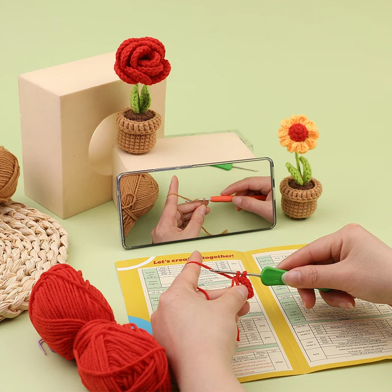 Kit de Crochet - 6 Fleurs en Pot