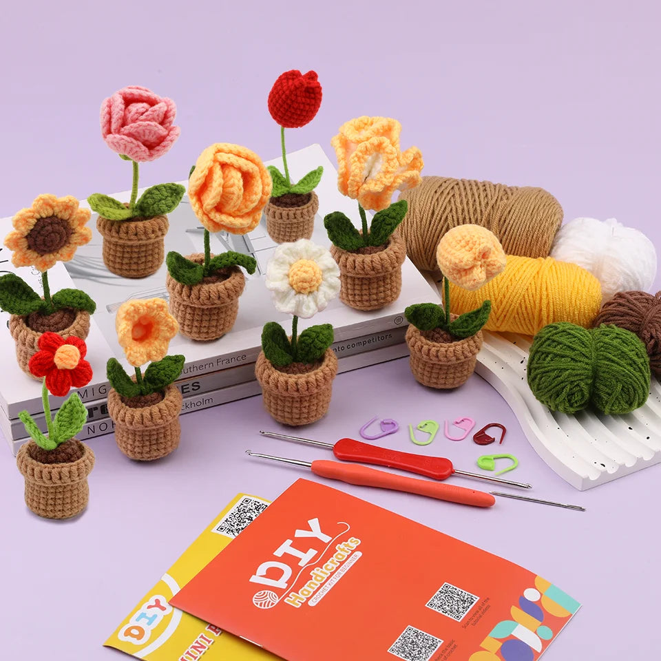Kit de Crochet - 6 Fleurs en Pot